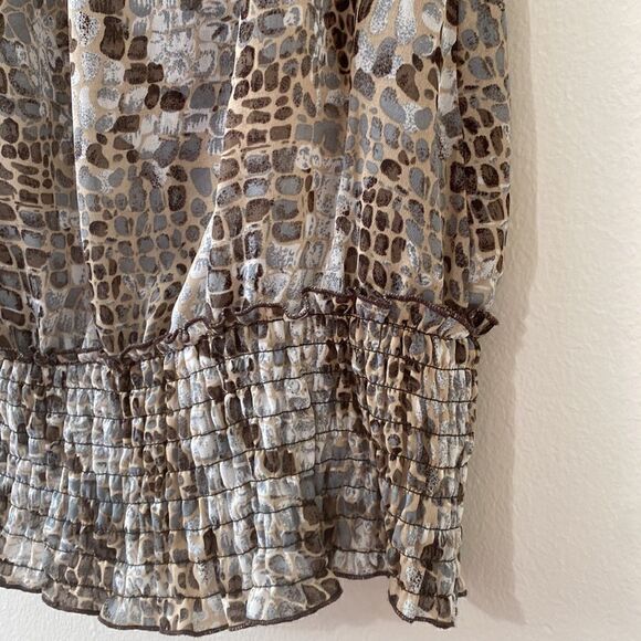 Sere Nade blouse sleeveless mock neck medium polyester animal print grey… - Picture 3 of 5